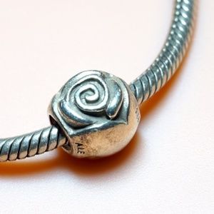 Auth Pandora Silver Rose Charm Retired